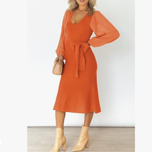 Sweater Dress with Puffed Sleeves - Picture 1 of 5